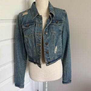 Distressed cropped Denim Jacket - Women